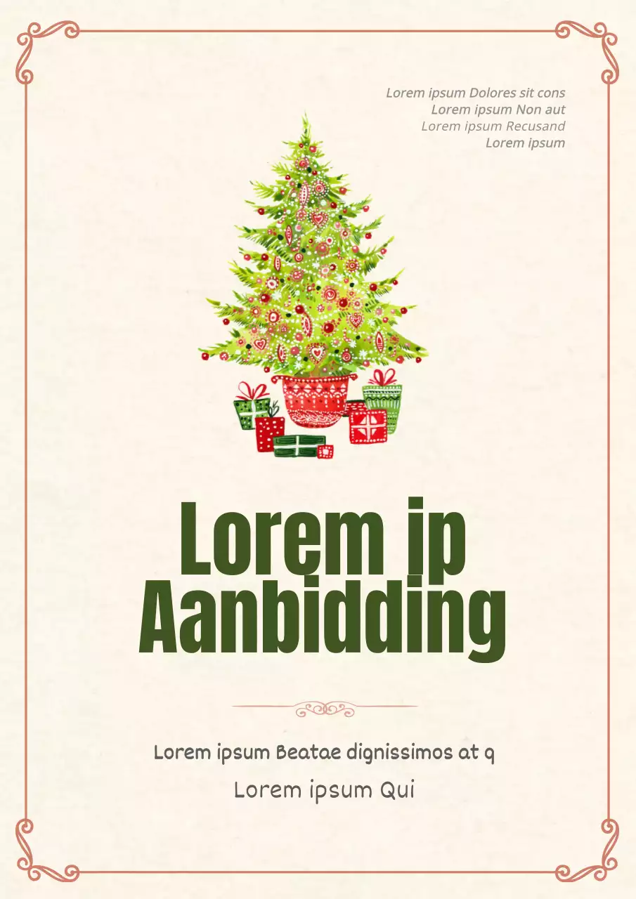 Geel en warm gekleurde kerstposter