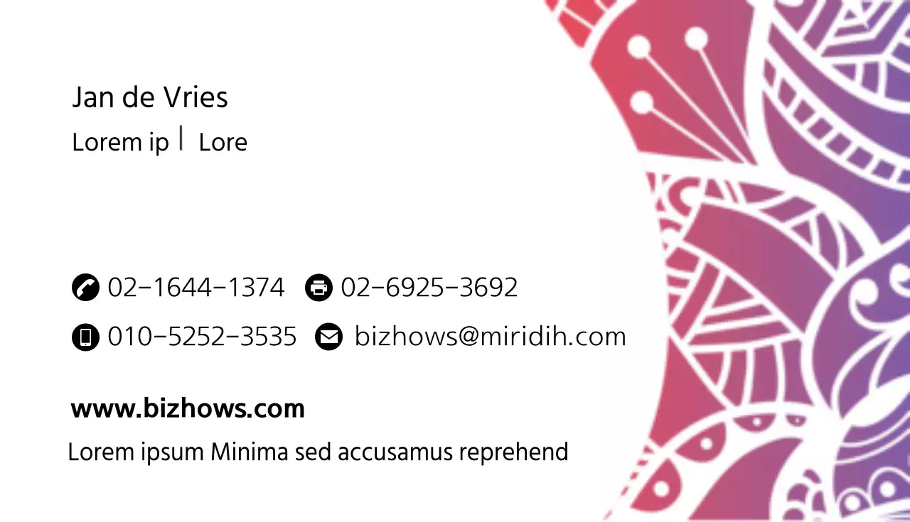 Punt visitekaartje met blauw kleurverloop