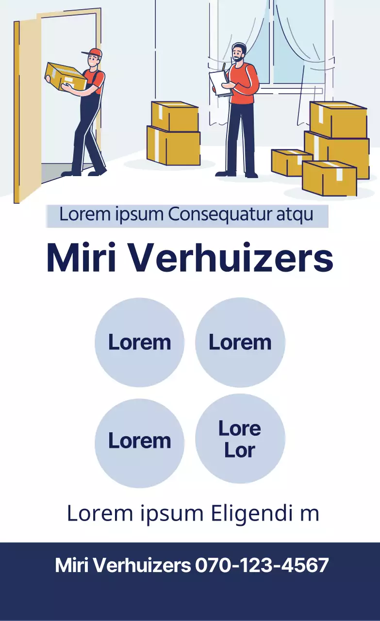 Blauwe illustratie Nette Yongdal Verhuis Promotie