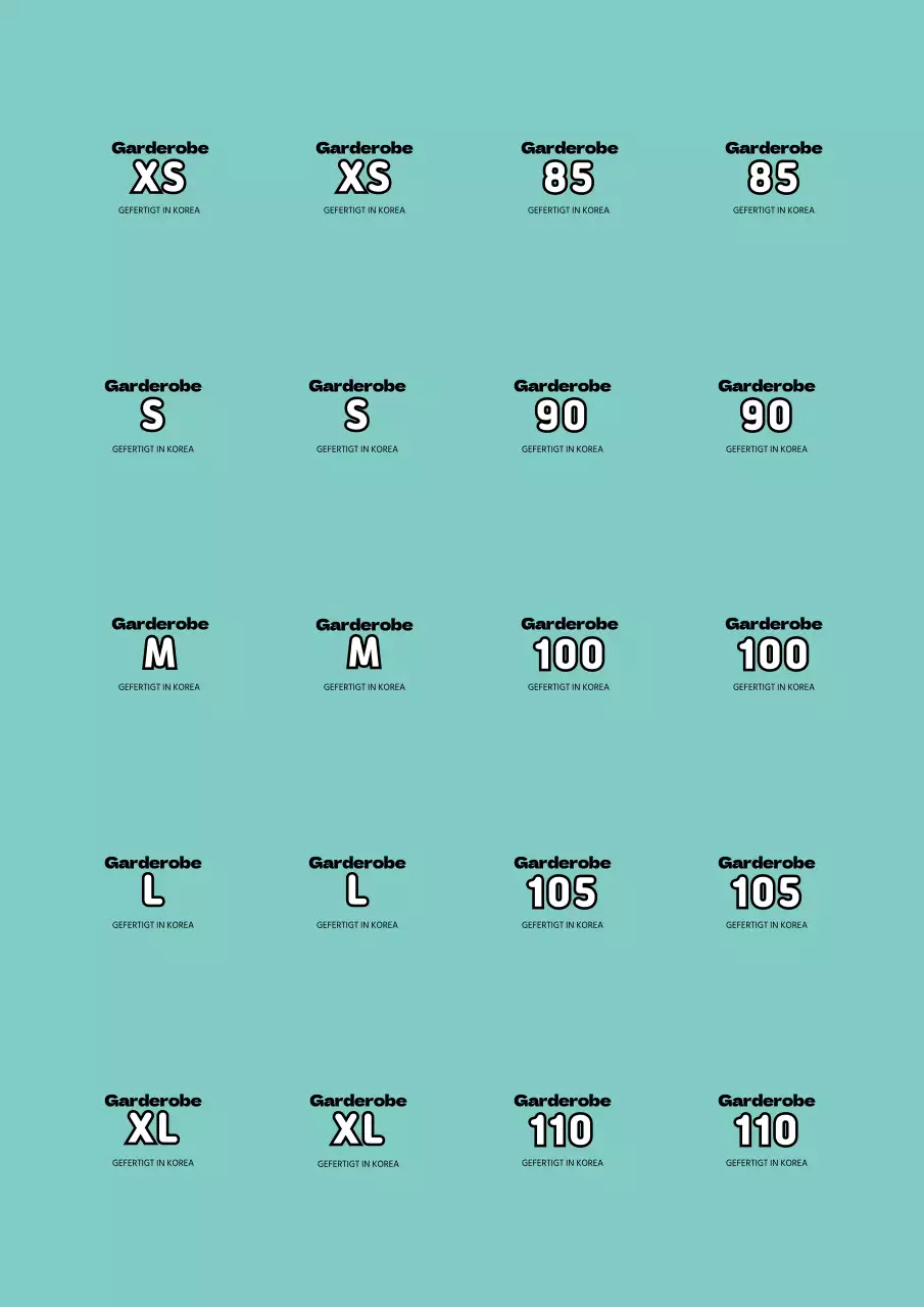 Einfache Minze Kleidung Größe freihändig Aufkleber