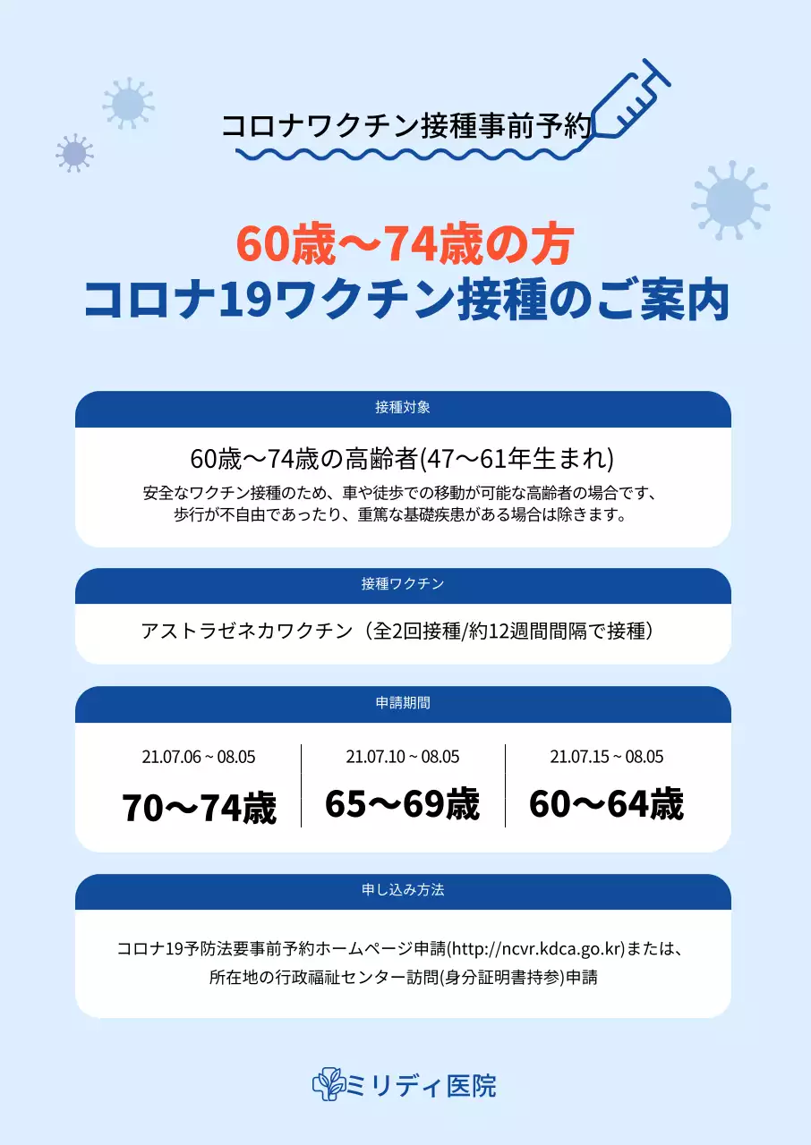 ブルートーンの表が描かれたコロナワクチン予防接種縦型ポスター