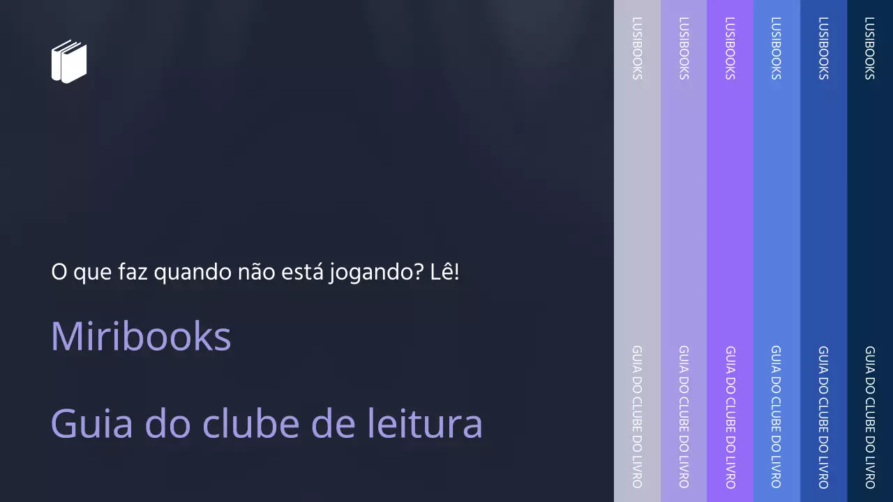 Um tema de estante com ilustrações humanas num fundo simples de roxo e azul.