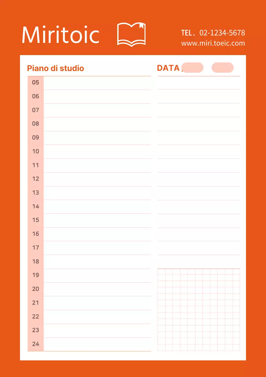 Poster di design per l'agenda di studio della scuola in rosso