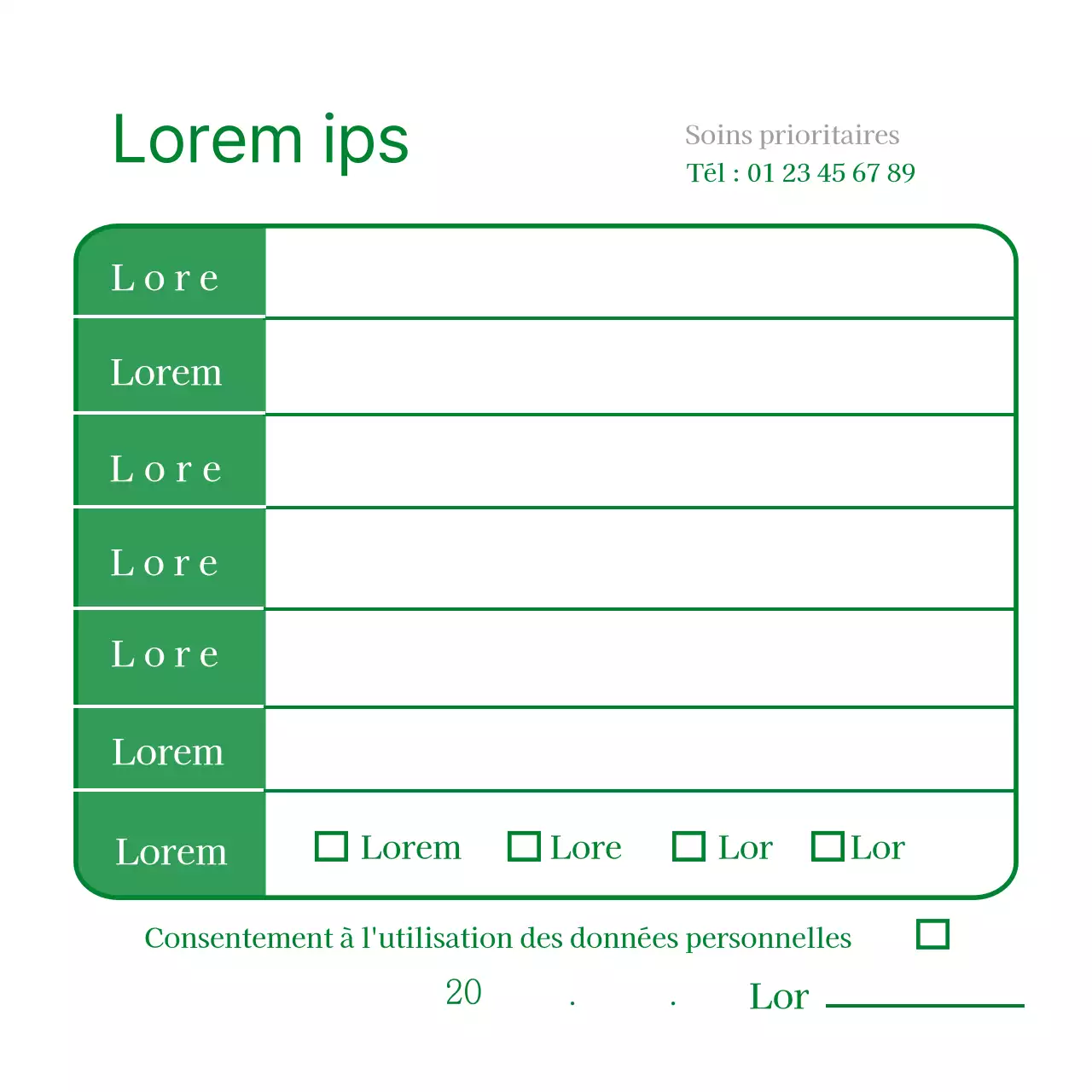 Réceptionniste de l'hôpital Green Simple