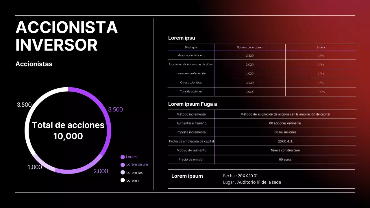 Gráfico y tabla de sectores mixtos con degradado negro