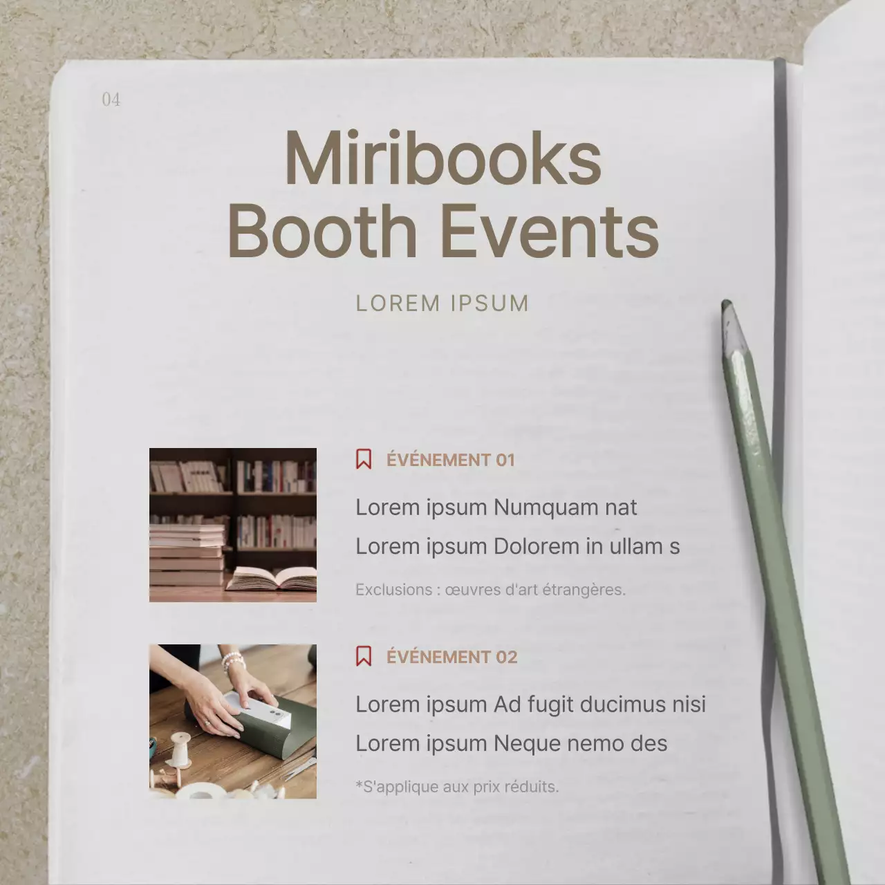 Informations sur les expositions de la foire du livre beige et noir