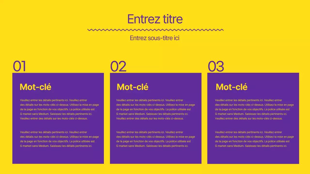 Une présentation forte et nette en jaune et violet
