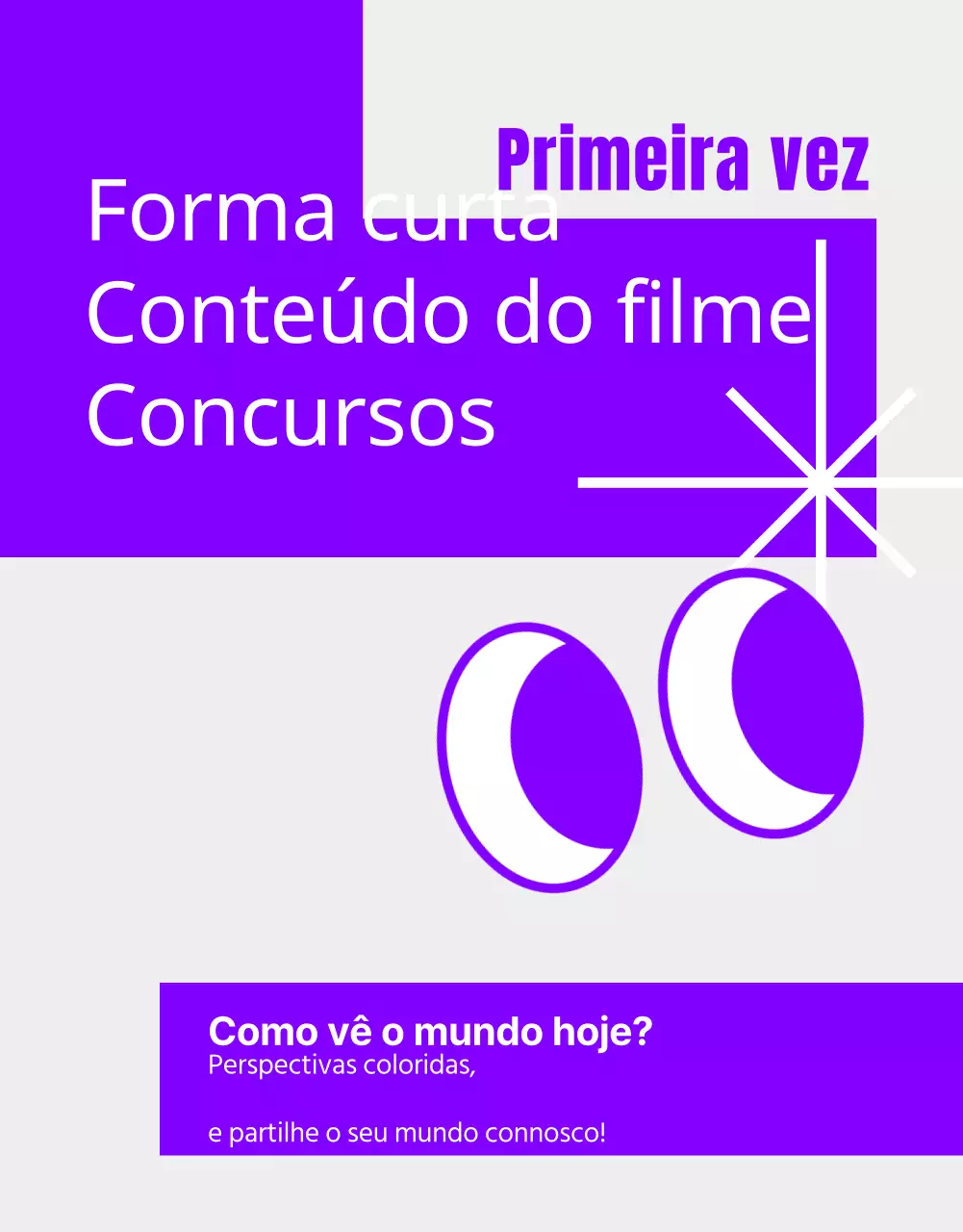 Concurso de conteúdos humorísticos de formato curto com imagens geométricas roxas