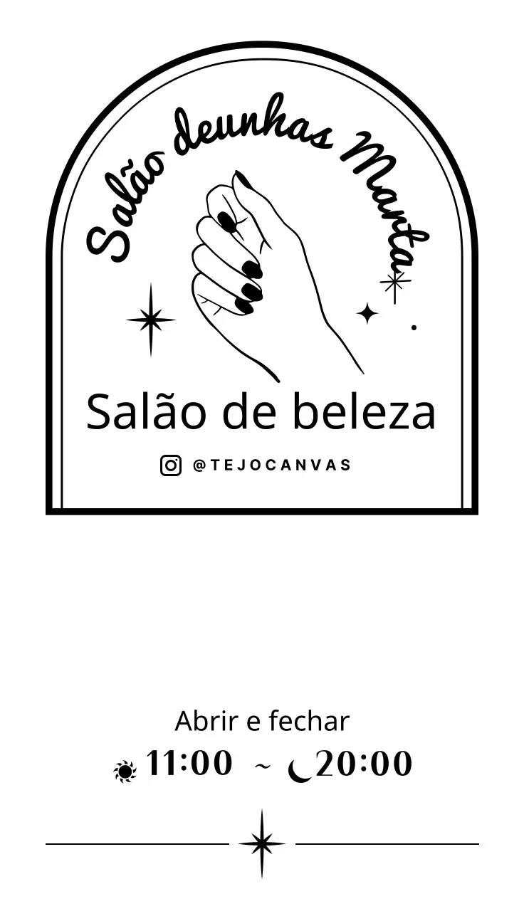 Ilustração de uma mão elegante de um salão de beleza em branco e preto