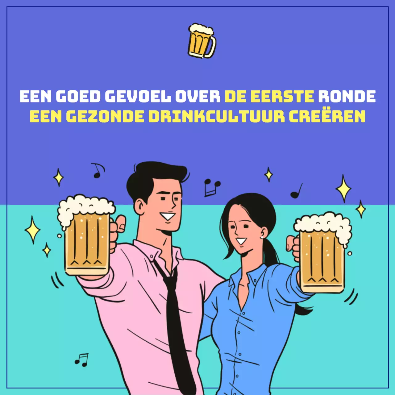 Blauwe, strakke illustratie van drinkcultuur
