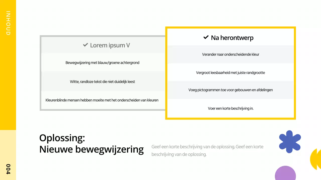 Een eenvoudig ontwerpproject voor kleurenblinden met vormen met gele accenten