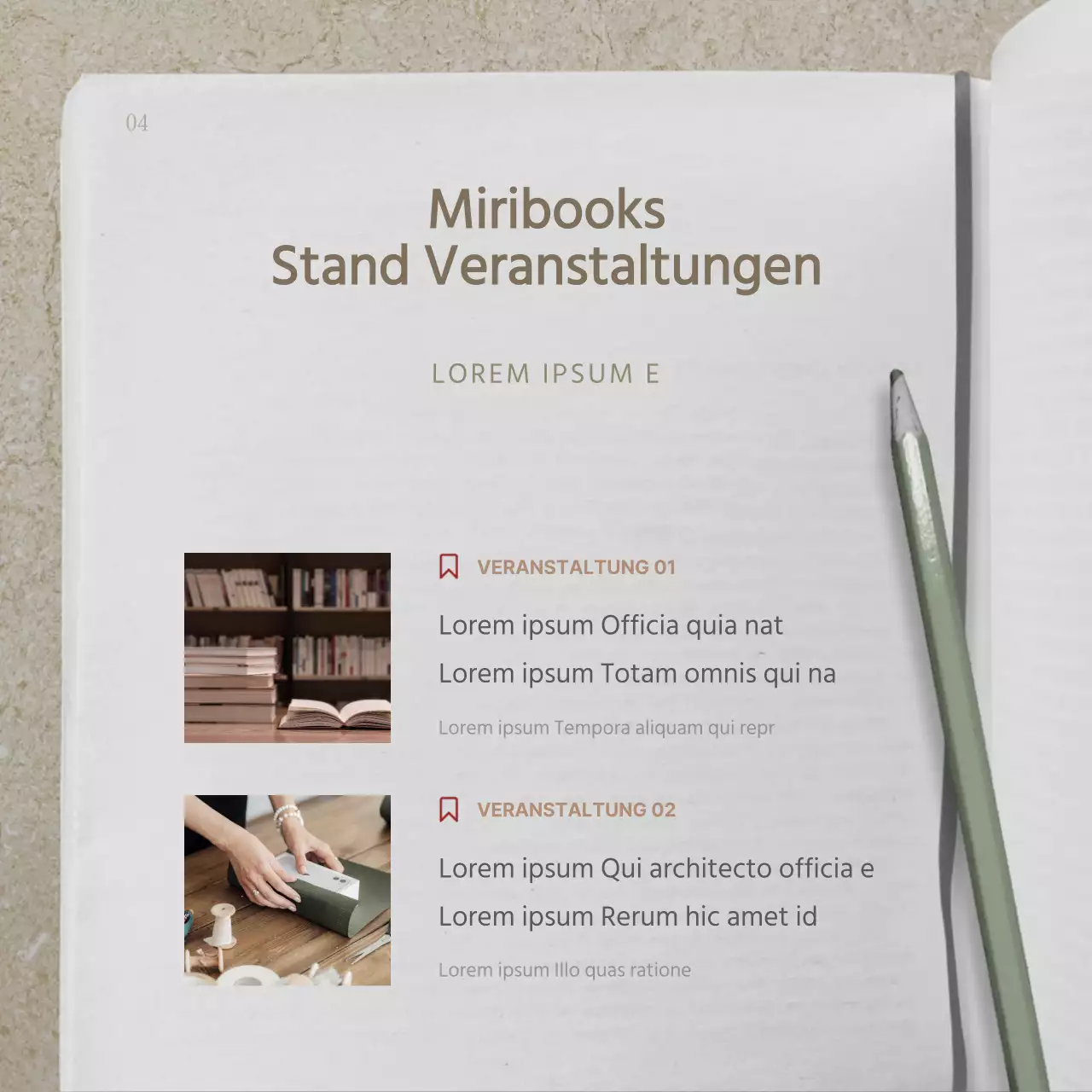 Informationen zu den Exponaten der beigefarbenen und schwarzen Buchmesse