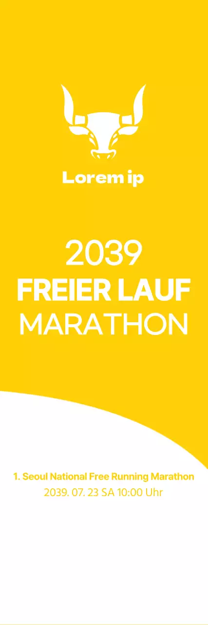 Einfacher Stil in Gelb und Weiß für Marathoninformationen und Werbung