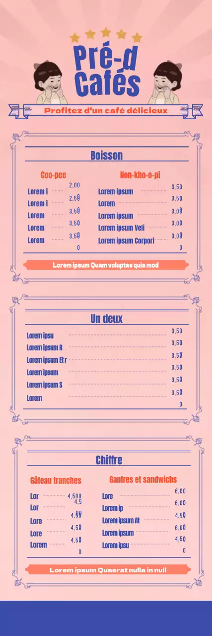 Bannière de café rétro illustrée sur fond vintage rose