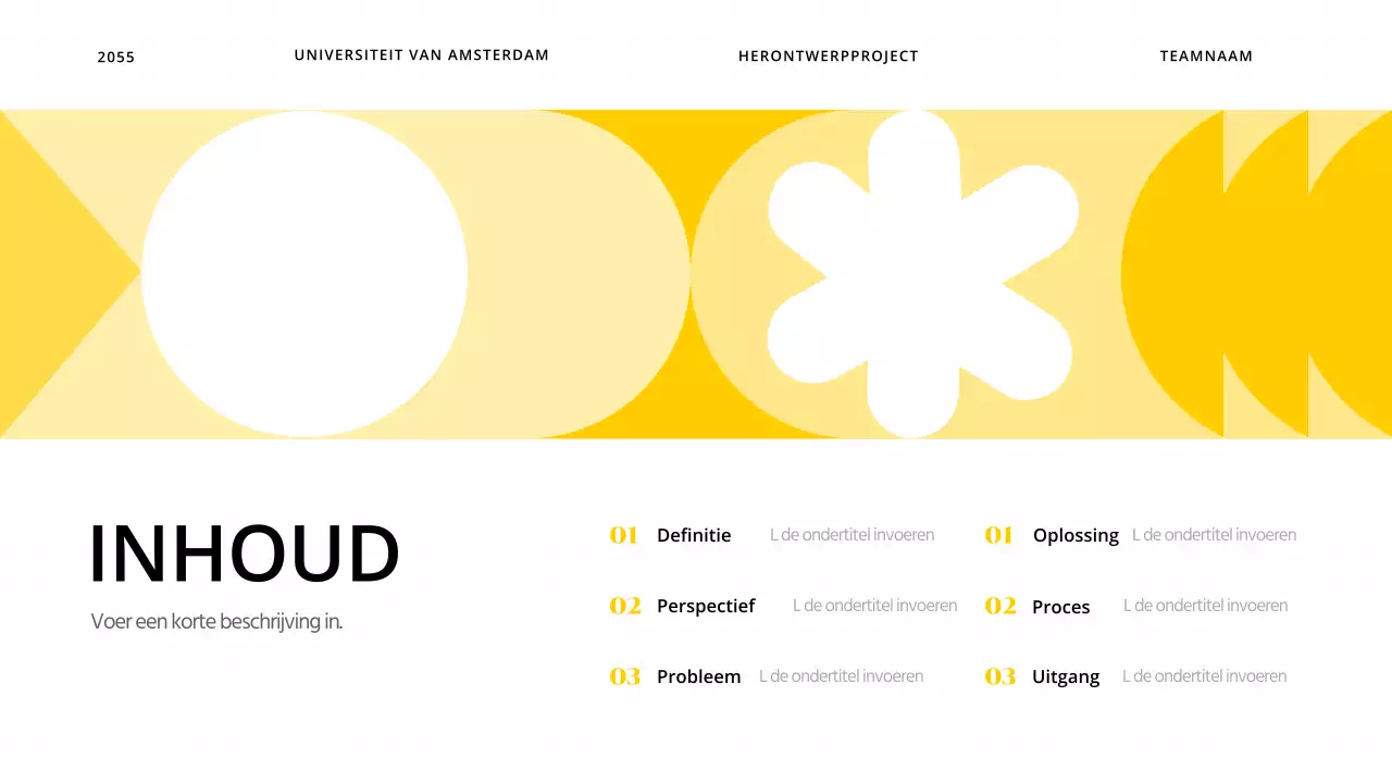 Een eenvoudig ontwerpproject voor kleurenblinden met vormen met gele accenten