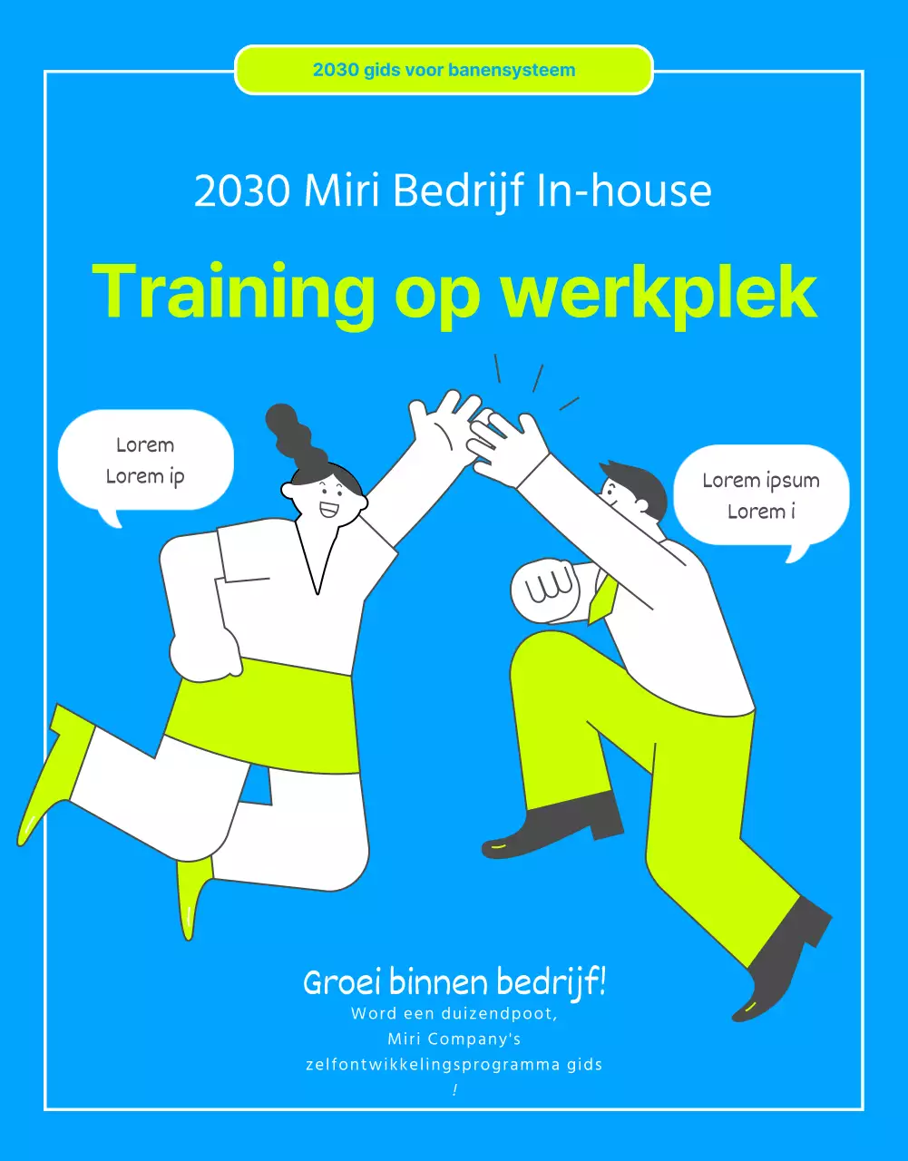 In-house trainingsgids met fluorescerende blauwe accenten