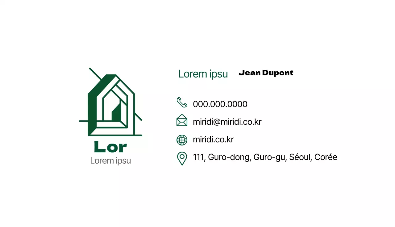 Illustration vert blanc logo agent immobilier carte de visite