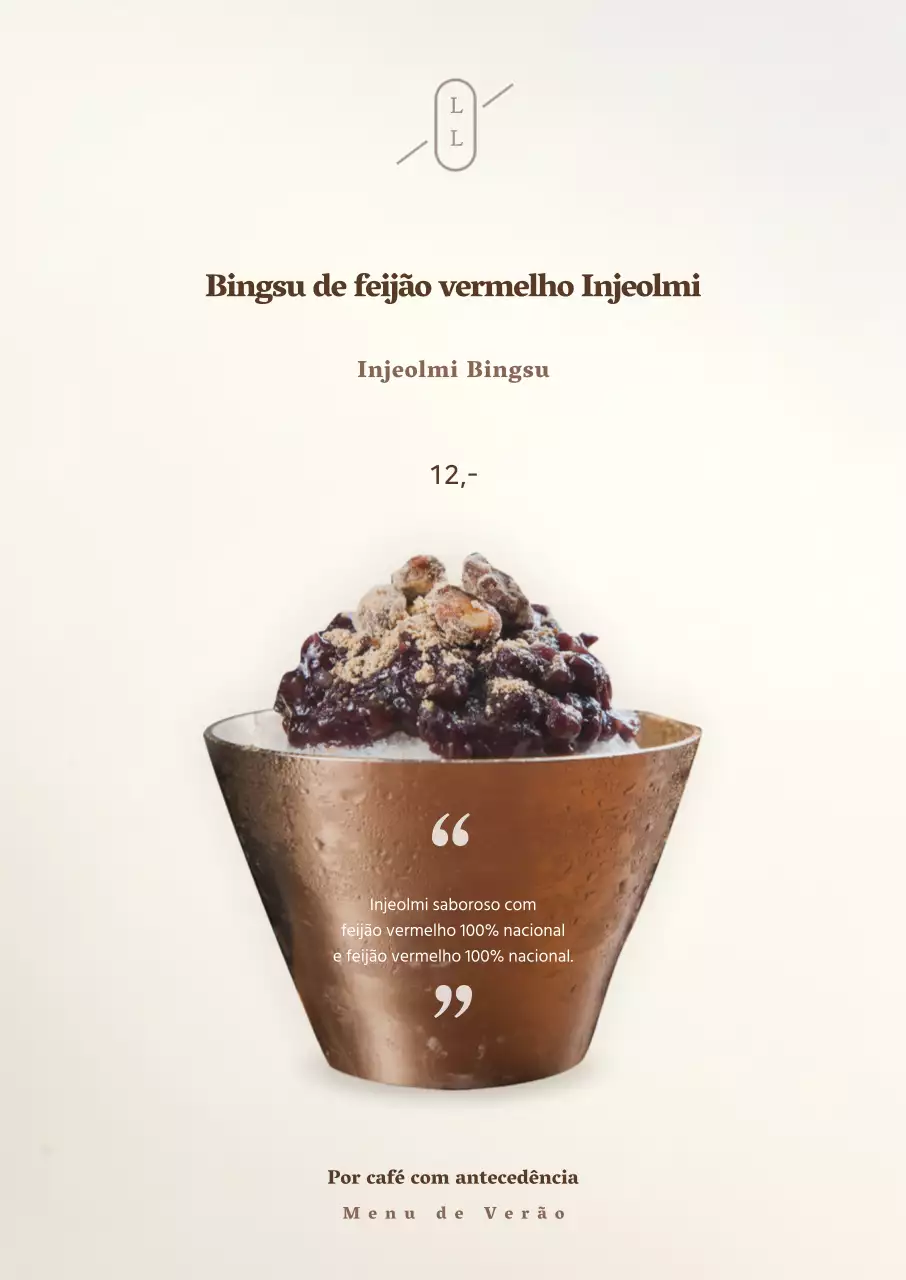 Novo menu no Dango Cafe, um esquema de cores simples em castanho e bege