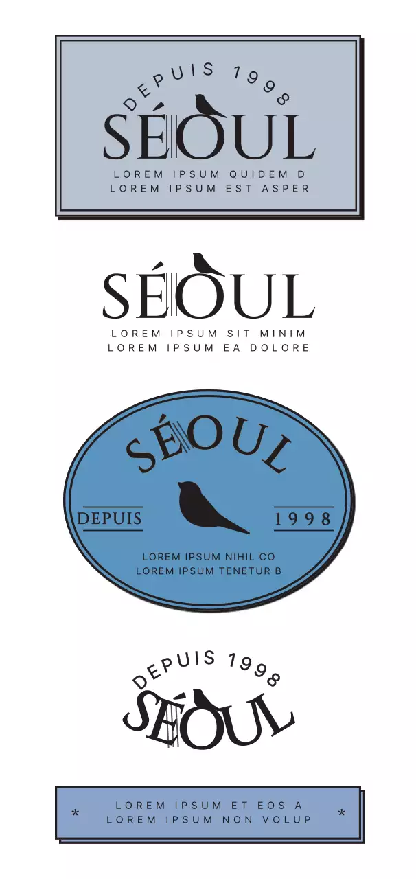 Un style bleu, émotionnel, semblable à un logo pour promouvoir un café