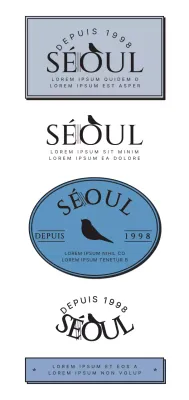 Un style bleu, émotionnel, semblable à un logo pour promouvoir un café