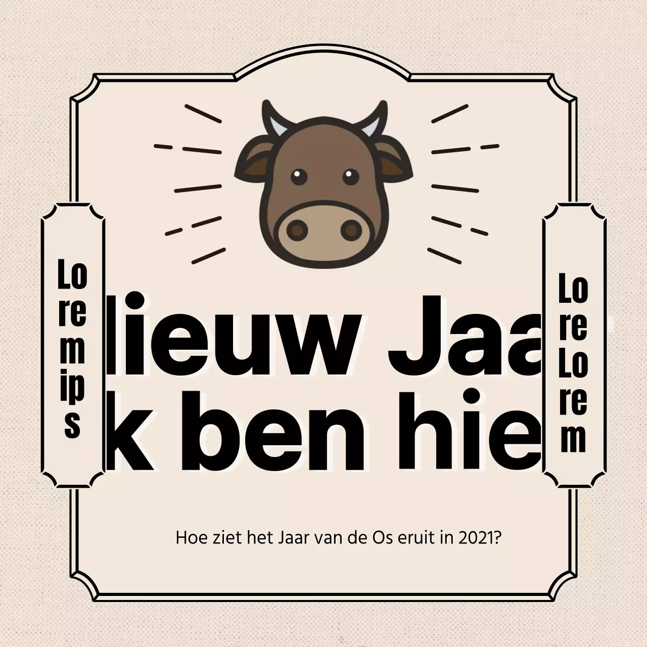 Een horoscoopevenement met een koeienillustratie in retrostijl