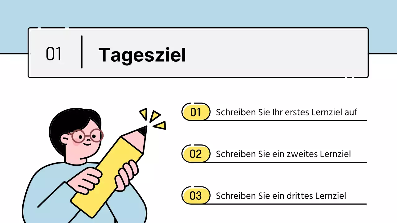 Niedliche Lernfigur in hellblauem Stil