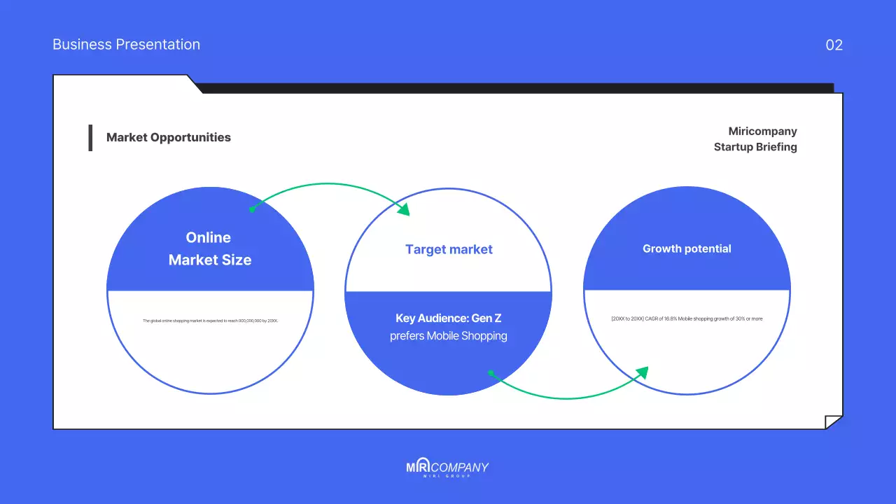 Pitch deck biru yang modern untuk startup Anda