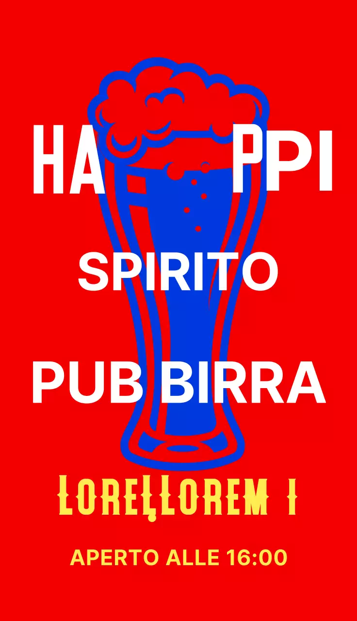 Cartellone del menu del pub con illustrazioni di birra alla moda in blu