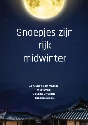 Nieuwjaarswensen met indigo nachthemel en maanfoto