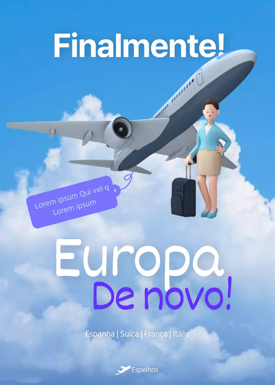 Ilustração de tripulação de avião 3d azul celeste conceito de companhia aérea