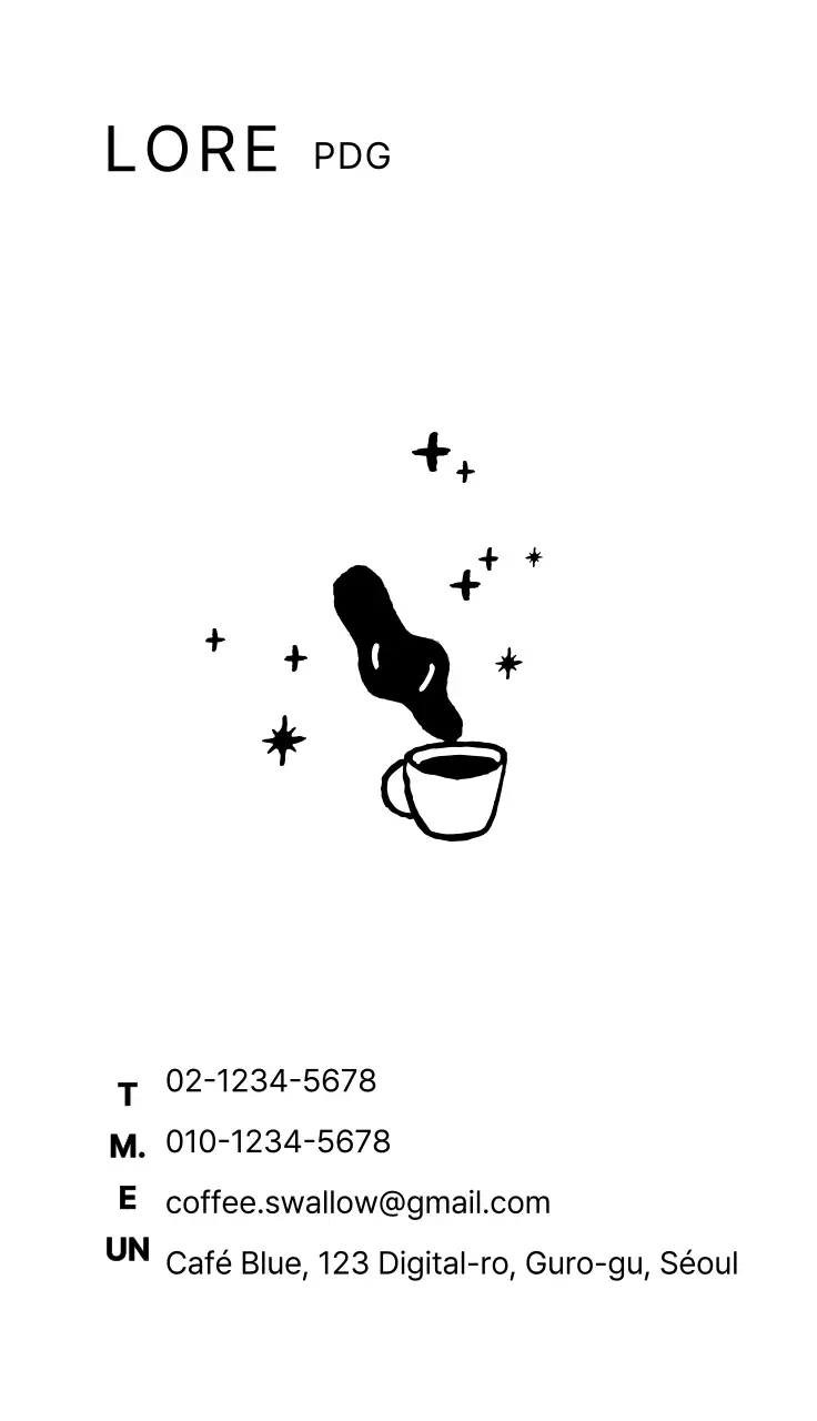 Cartes de visite pour les cafés avec illustration de café dessinée à la main