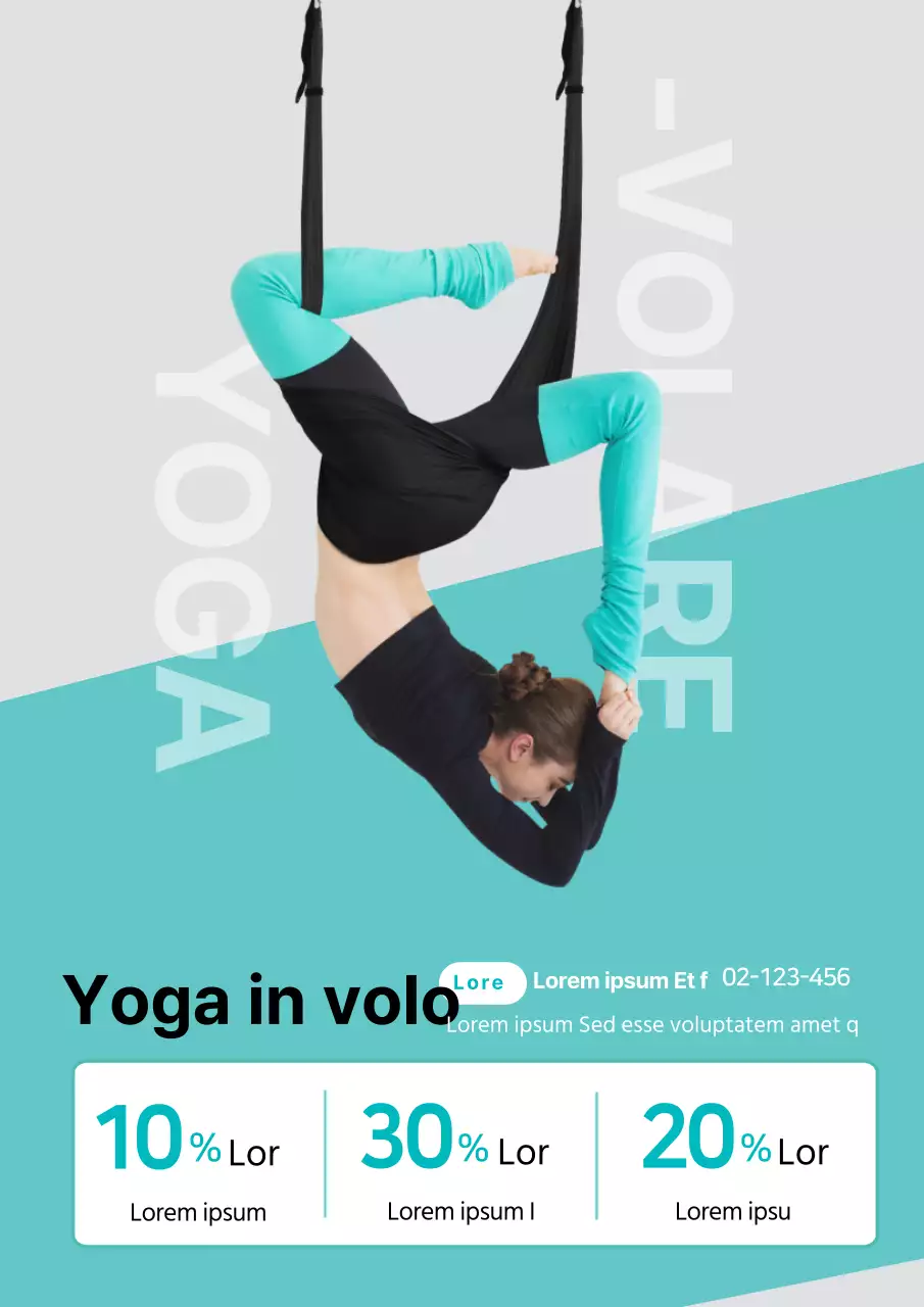 Semplice striscione promozionale di yoga volante in menta