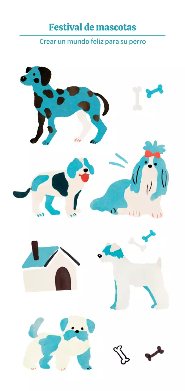 Ilustración conceptual de un festival de cachorros en un soleado estilo de dibujo a la acuarela