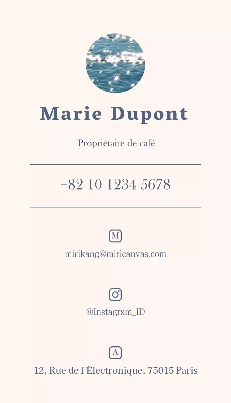 Mise en page photo émotionnelle café en blanc et bleu