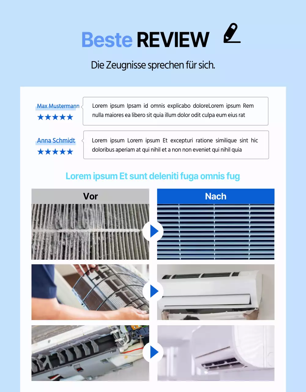 Saubere und kühle Klimaanlagen in Weiß und Blau