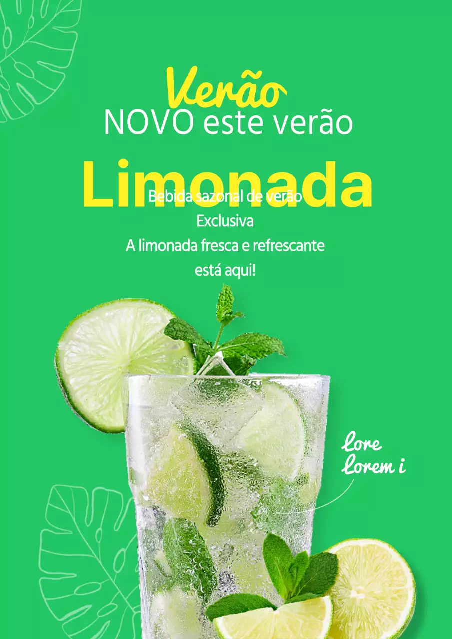 Bebida refrescante de verão verde-clara e amarela Limeade Sumo de fruta