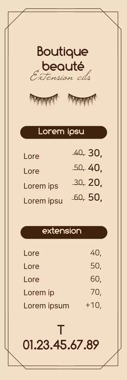 Cadre simple concept de magasin de beauté en marron et tan clair prix événementiel