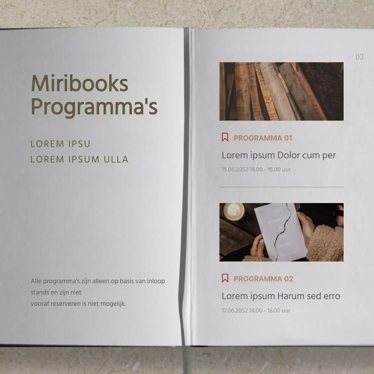 Beige en zwarte boekenbeurs informatie