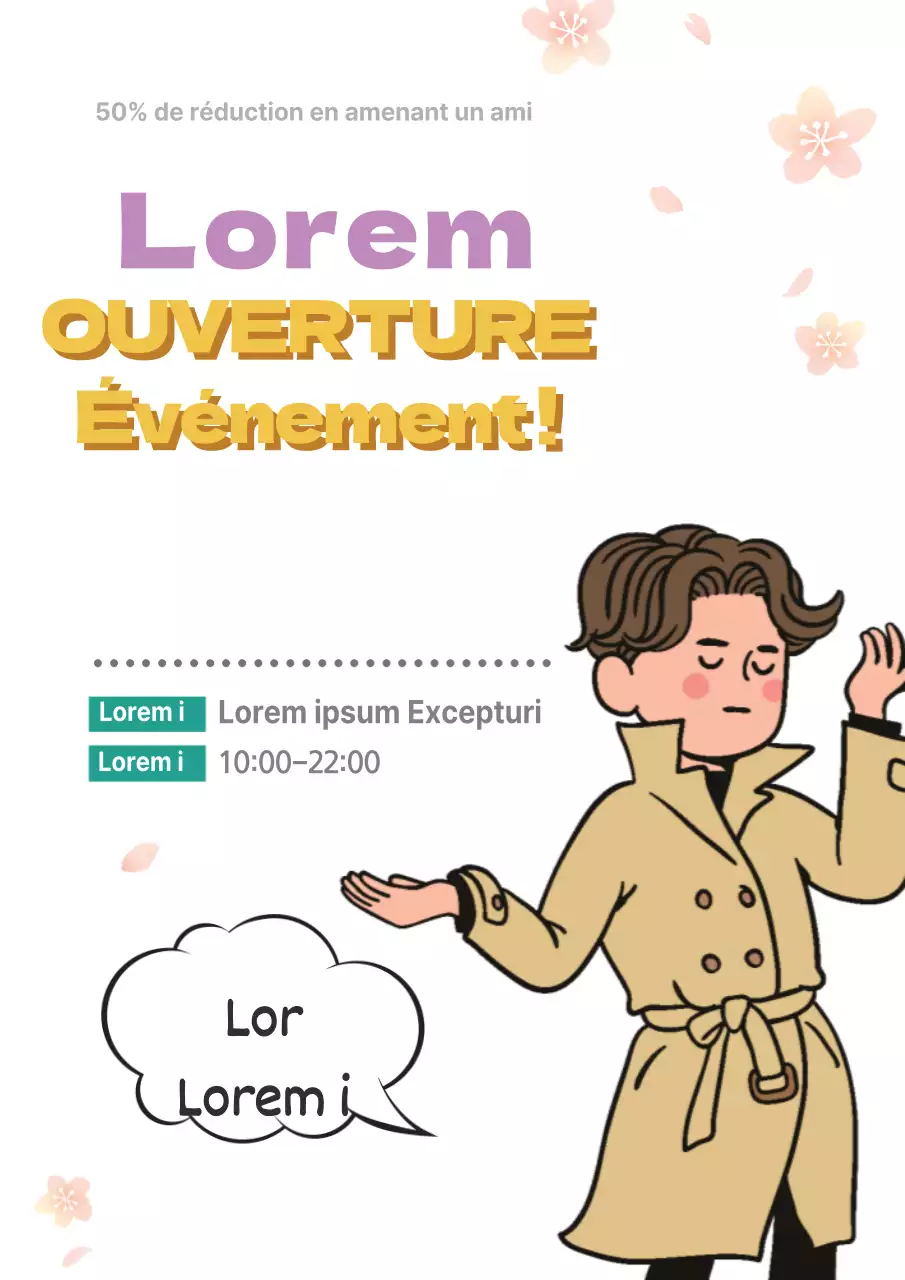 Promouvoir un événement annonçant l'ouverture d'un magasin de cartes de tarot spécialisé dans les cartes de tarot avec des personnages floraux