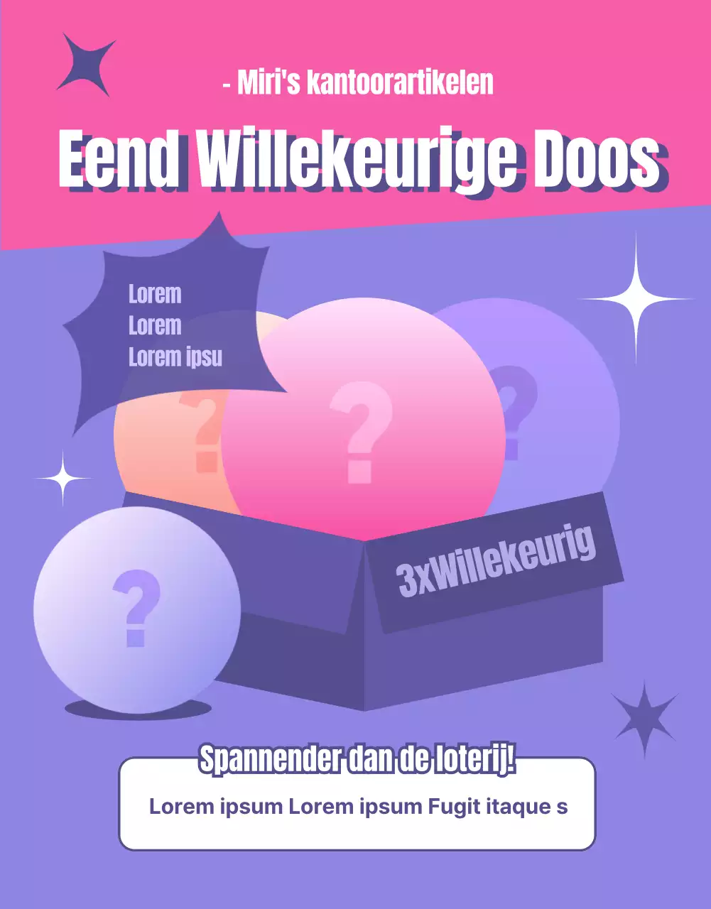 Teken willekeurige gebeurtenis met roze en paarse ronde bollen