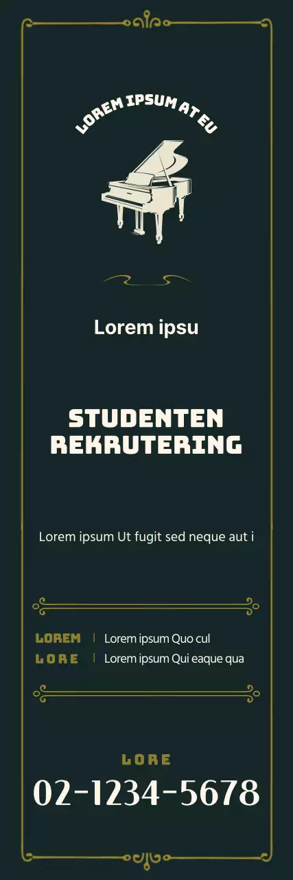 Emotioneel kader in groen en geel Conceptuele aankondiging werving muziekschool