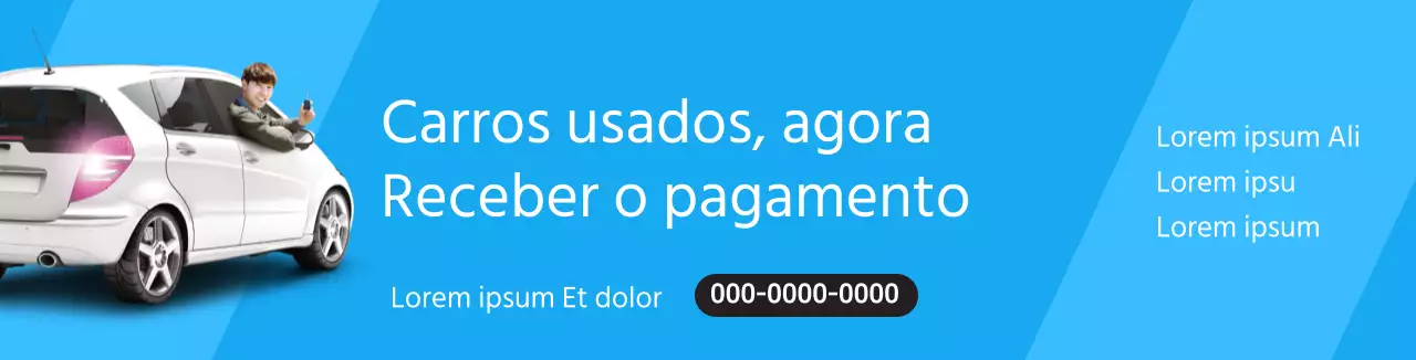 Fotografia limpa e azul a promover a venda de automóveis usados