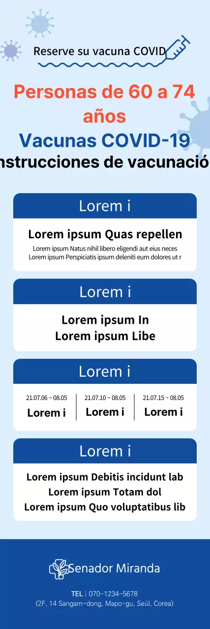 Coronavirus Vaccination X-banner con una tabla en tonos azules