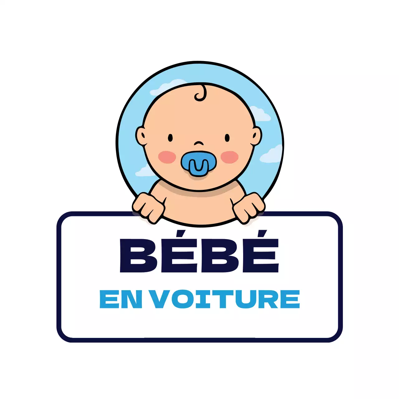 Illustration blanche, bleue et propre d'un enfant à cheval