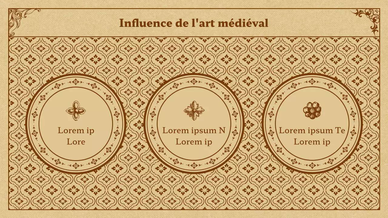 Présentation de l'art médiéval en beige et brun