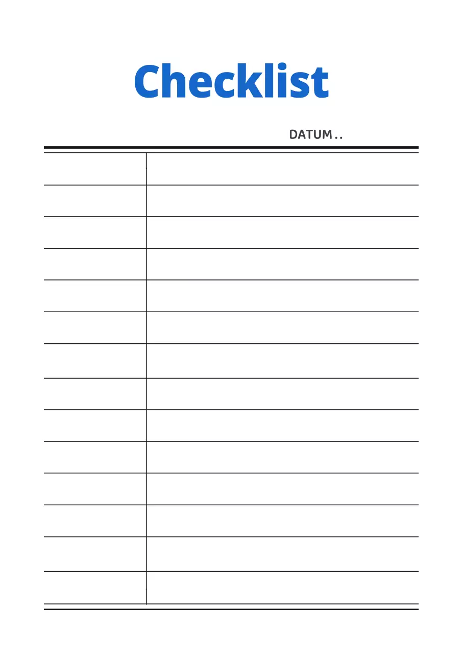 Poster met eenvoudige checklist in wit en blauw