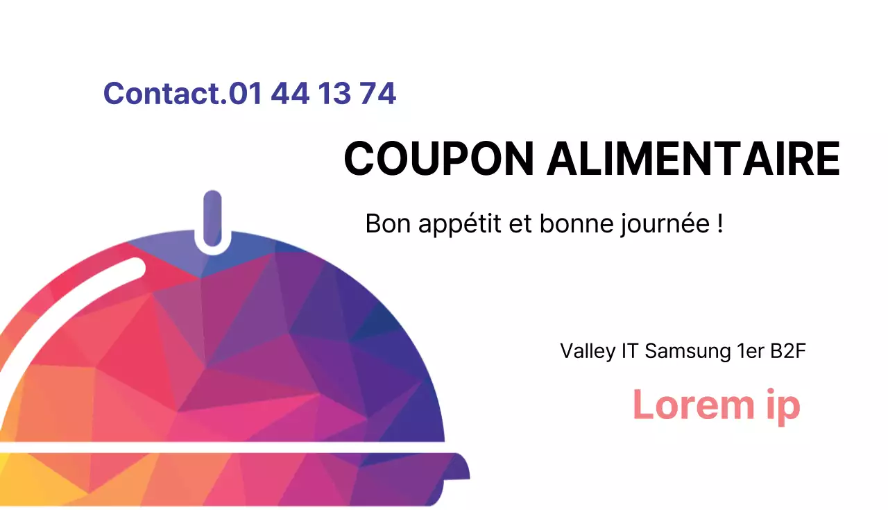 Chèque-repas gratuit pour une personne