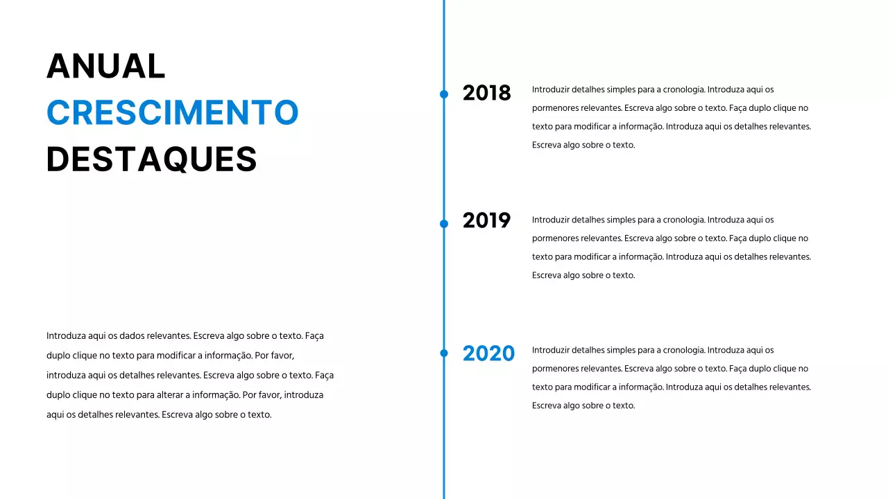 Infografia simples da história da linha cronológica azul