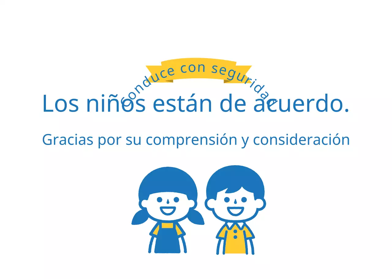Guía ilustrada amarilla y azul de conducción segura para niños a bordo