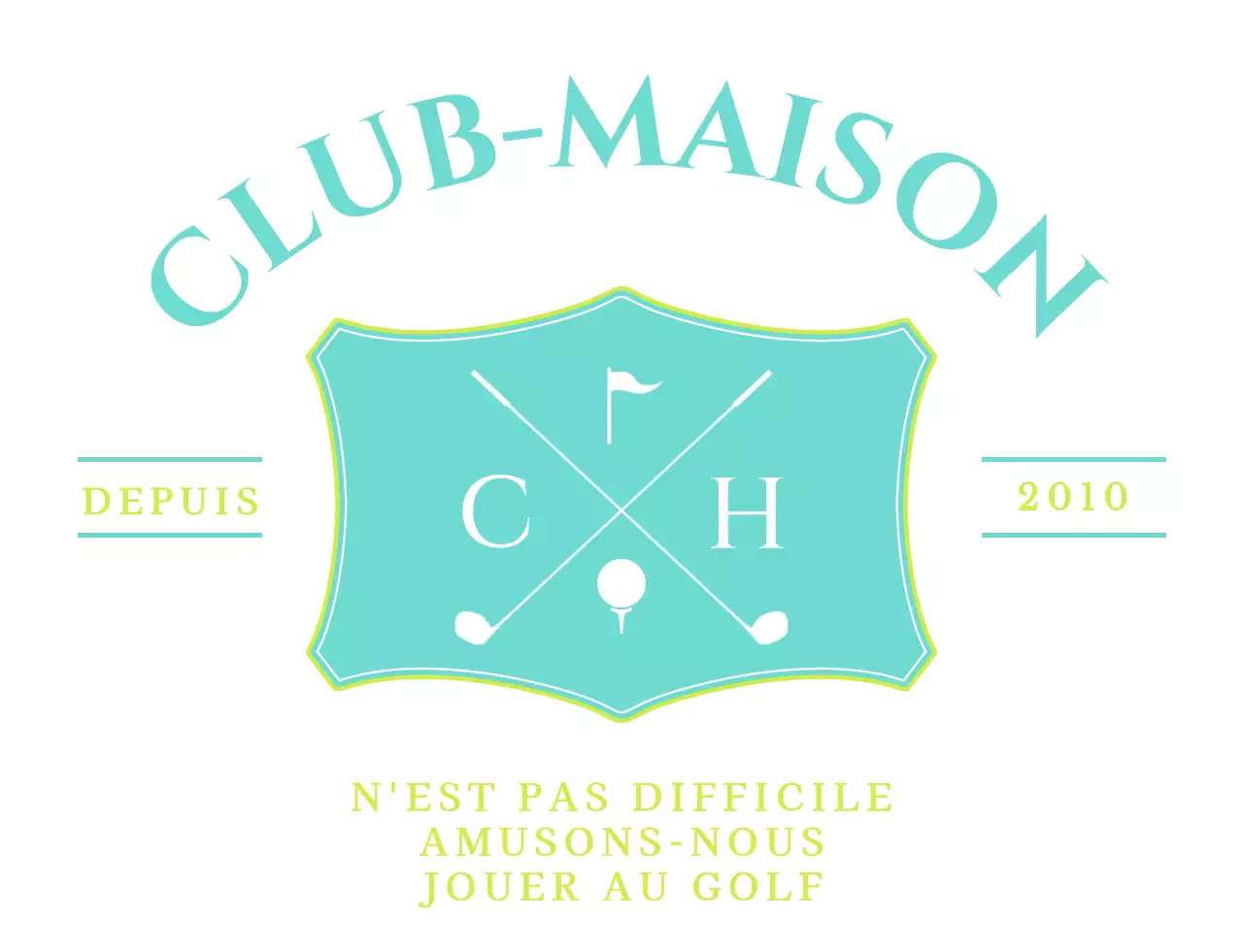 Un design simple et élégant pour les membres d'un club de golf, dans les tons menthe et chartreuse.